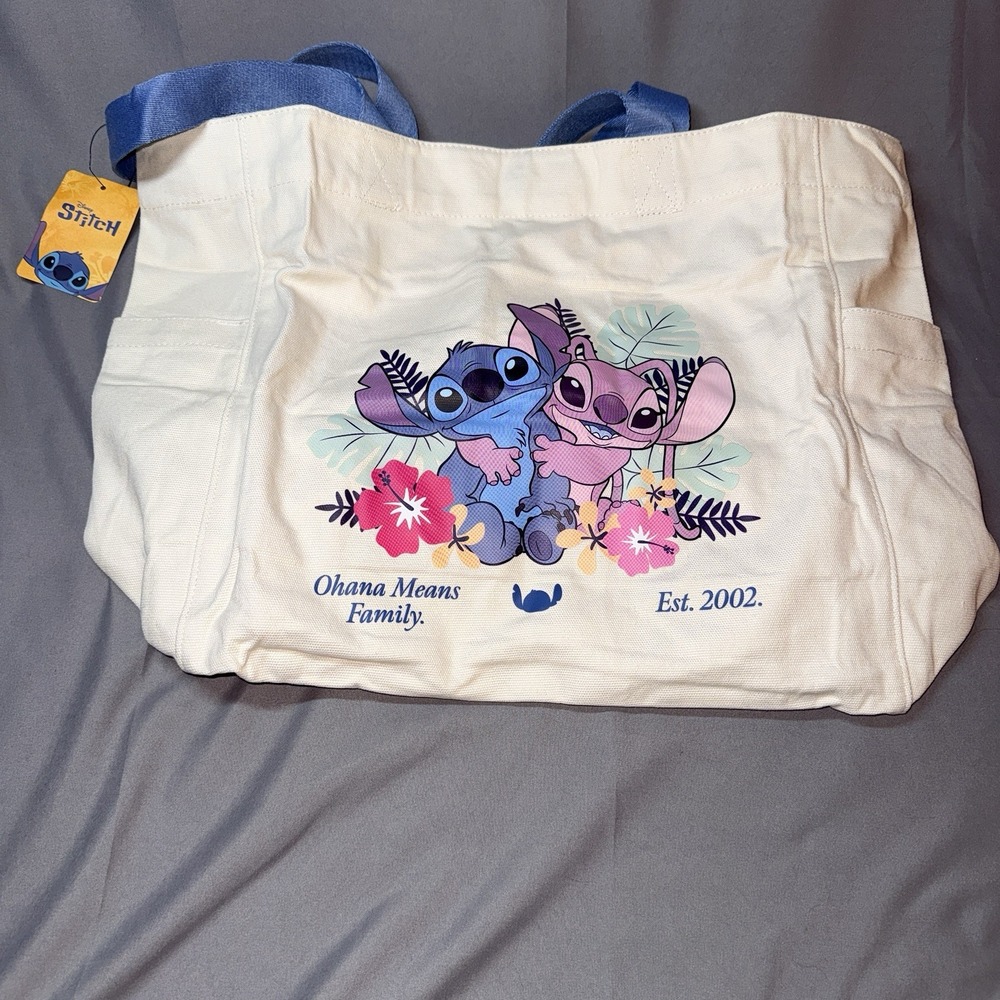 Bioworld Disney Stitch Angel Tote Bag Unisex OS White New Ohana Means Family